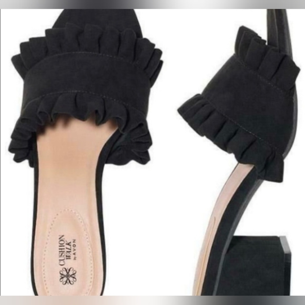 NWOB Ruffle Sueded Slides